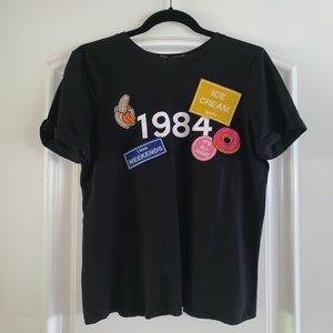 Zara Trafaluc Graphic/Patch T-Shirt Size Small